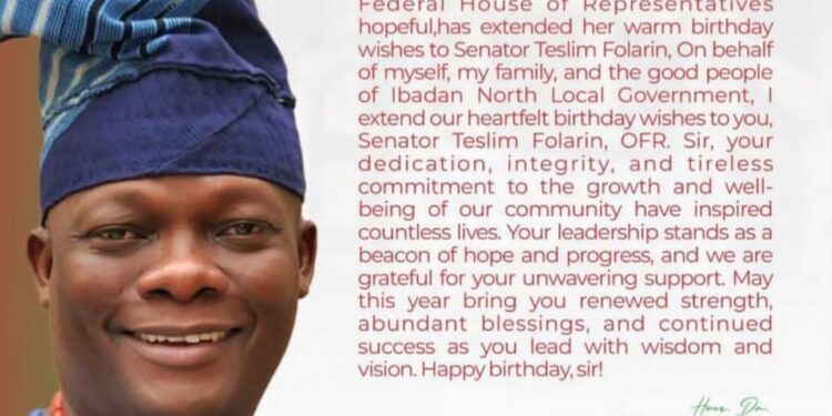 Akintunde Felicitates Former Senate Leader, Teslim Folarin On His Birthday