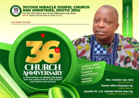 Oyo Lawmaker, Bisi Oluranti Praises Dr. J.O Afolabi Okoto Jesu’s Ministry on Church’s 36th Anniversary