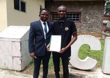 Sodiq Razak Arshavin celebrates his boss Hon Babalola Abiodun PhD on his convocation ceremony.