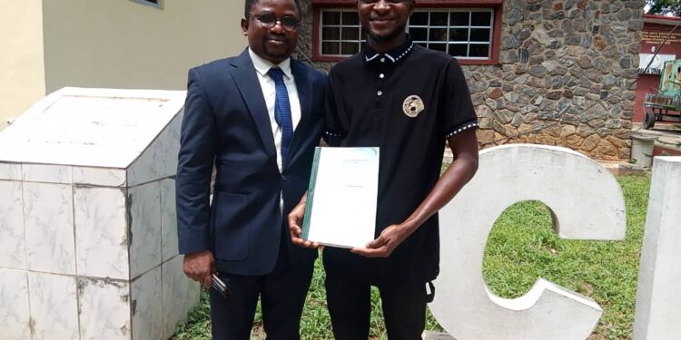 Sodiq Razak Arshavin celebrates his boss Hon Babalola Abiodun PhD on his convocation ceremony.