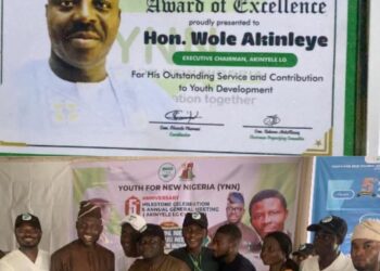 *Hon Akinwole Akinleye Honored Again, Bags YNN Award Of Excellence for Outstanding Service to Youth Development* .