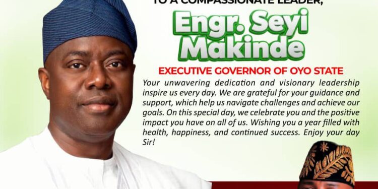You are a Trailblazer”, Akinyele Council Boss, Hon Akinwole Akinleye Celebrates Gov. Seyi Makinde @58*