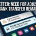 Need for adjustment in bank transfer remarks