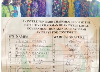 Akinyele Local Government PDP Ward Chairmen Recognize Hon Wole Akinleye’s Achievements, Endorse Him For Continued Leadership