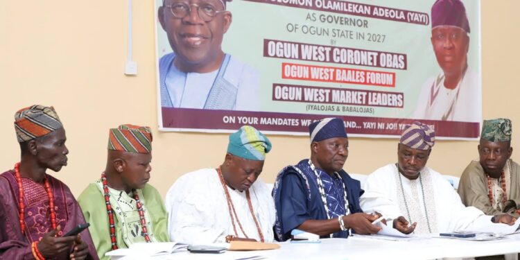 OGUN WEST CONSOLIDATES: CORONET OBAS, BAALES AND MARKET LEADERS ENDORSE TINUBU, BACK YAYI FOR 2027 GOVERNORSHIP