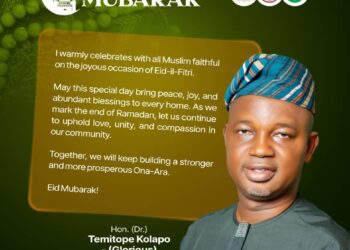 EID AL-FITR: ONA ARA LG CHAIRMAN, DR. TEMITOPE KOLAPO GLORIOUS, FELICITATES MUSLIMS