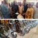 Just In: Oluyole LG boss, Olatunji presents 25 brand new bikes to PDP Ward chairmen