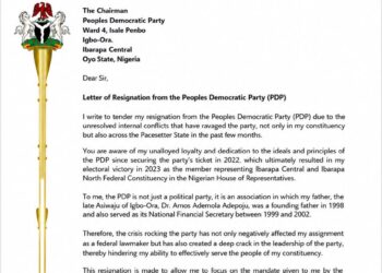 Ibarapa North /Central Federal Rep, Anthony Adepoju Resigns from PDP Over Internal Crisis