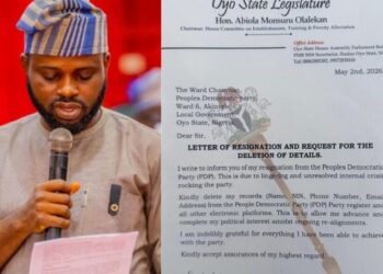 “Oyo Lawmaker Hon. Abiola Monsuru Olalekan Quits PDP, Cites Lingering and Unresolved Internal Crisis”