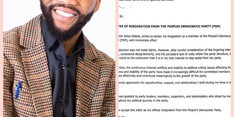 *Jimoh Adisa Olabisi, Resigns from Pdp, Sey to Announce new Political Party..