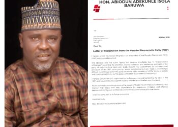 JUST IN: IBSWLG 1 Consensus candidate Hon. Abiodun Adekunle Isola BARUWA Quits PDP, Aligns with New Political Platform