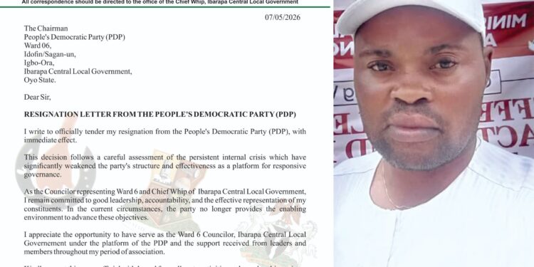 HON. JIMOH AFEEZ OYETUNJI DUMPS PDP, CITES LOSS OF DIRECTION AND INTERNAL DISCORD 