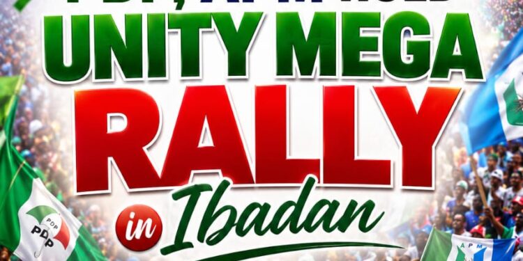 PDP, APM Hold Unity Mega Rally in Ibadan, Affirm Commitment to Democratic Coalition Process. *Says rally won’t unveil candidates