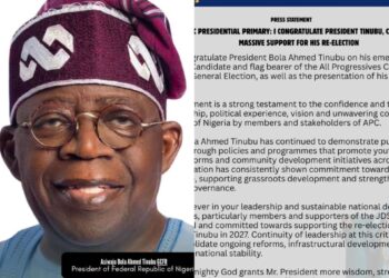 APC PRESIDENTIAL PRIMARY: JUBRIL DOTUN SANUSI CONGRATULATES TINUBU, CALLS FOR SUPPORT FOR RE-ELECTION