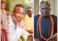 Mogaji Akande Bashiru, the Chief Executive Officer of Opulence Creation congratulates Kayode Ogunlowo, Chairman of Manch Autos and Hotel on his birthday celebration.