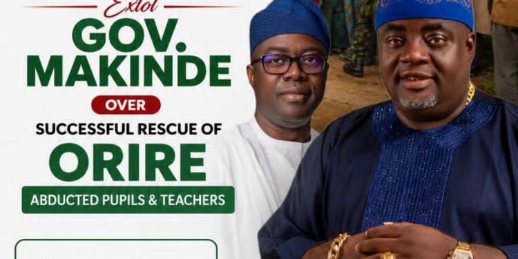 Hon. Kazeem Adedeji Ojasowo Applauds Gov. Seyi Makinde Over Successful Rescue of Orire Abducted Pupils and Teachers