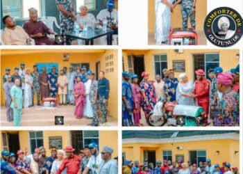 *Hon. Comforter Visits Police and Amotekun, Donates Generator* ••• *As Hon. Olufade Presents Motorcycle to Amotekun*