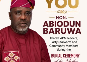 Hon. Abiodun Baruwa Thanks APM leaders, Party Stalwarts and Community Members during the Burial Ceremony of his Mother