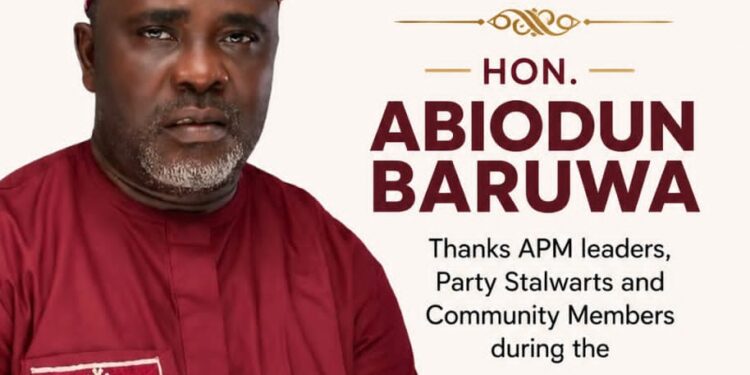 Hon. Abiodun Baruwa Thanks APM leaders, Party Stalwarts and Community Members during the Burial Ceremony of his Mother