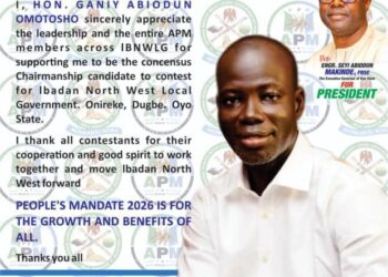 APM Consensus Candidate Pledges Inclusive Leadership, Appreciates Party Members in Ibadan North West