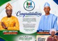 Okebadan Secretary Assistant, Mrs. Bolanle Oladeji Congratulates Hon. Idris Akanbi, Hon. Hassan Bello on APM Candidate