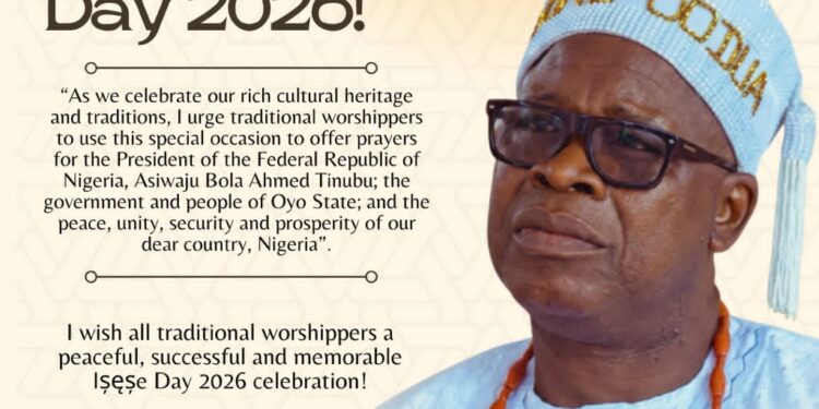 JUBRIL DOTUN SANUSI CELEBRATES TRADITIONAL WORSHIPPERS ON ISESE DAY 2026 Urges prayers for President Tinubu, Oyo State and Nigeria