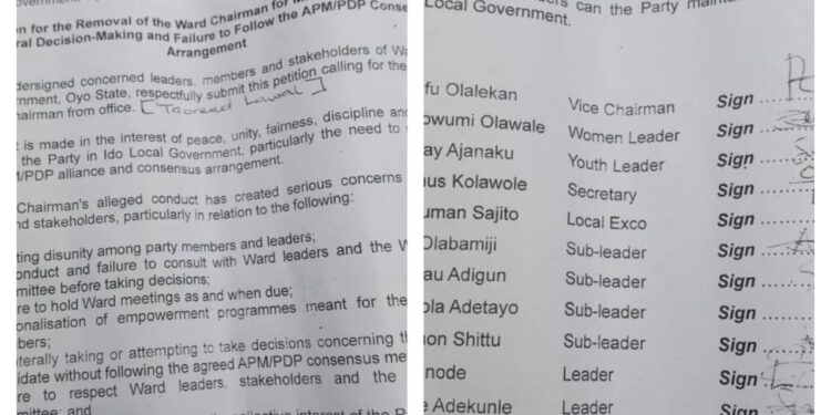 Crisis Strikes Ido Ward 08 as Leaders and Stakeholders Express No Confidence in Chairman Taoreed Lawal