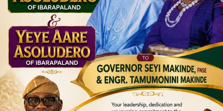APM IBADAN SOUTH WEST CHAIRMANSHIP CANDIDATE CONGRATULATES GOV. MAKINDE, WIFE ON CHIEFTAINCY TITLES IN IBARAPALAND