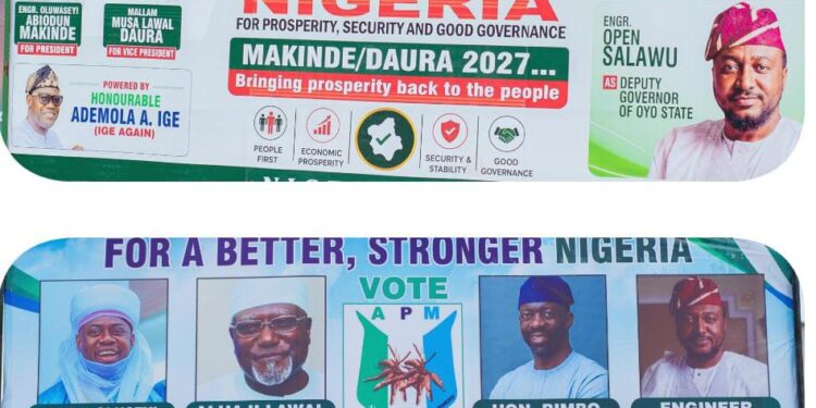 2027: Team “Ige Again” Erects Billboards in Ibadan for Makinde, Bimbo Adekammbi Candidates