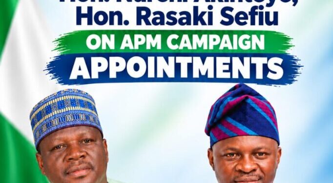 Hon. Lateef Akorede Congratulates Hon.Nureni Akinteye, Hon. Rasaki Sefiu on APM Campaign Appointments