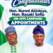 Hon. Lateef Akorede Congratulates Hon.Nureni Akinteye, Hon. Rasaki Sefiu on APM Campaign Appointments