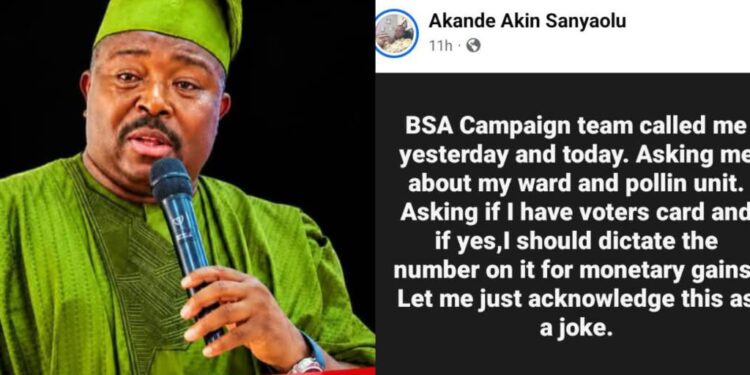 Oyo 2027: Facebook User Raises Alarm Over Alleged Solicitation Of PVC Numbers By BSA’s Campaign Team
