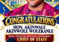 KSA CONGRATULATES WOLEKANLE ON APPOINTMENT AS OYO CHIEF OF STAFF