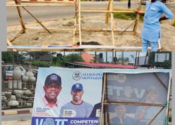 Oluyole APM Reps Candidate, Olatunji raises the alarm, accuses Sadipe’s supporters, APC of Billboard Vandalism